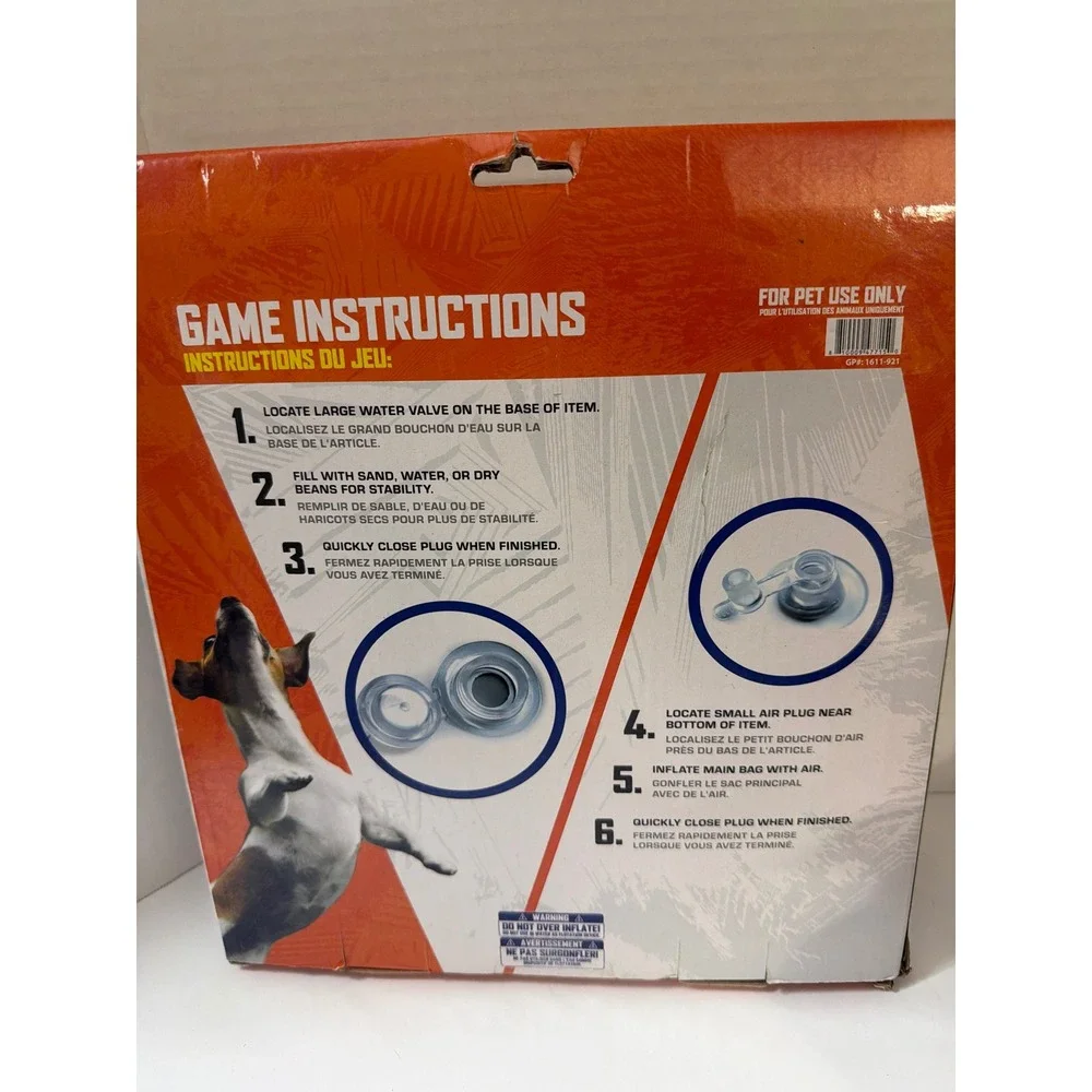 Nerf Dog Inflatable Target‎ Game Weighted Pop Up Fetch Toy Blue Orange NEW